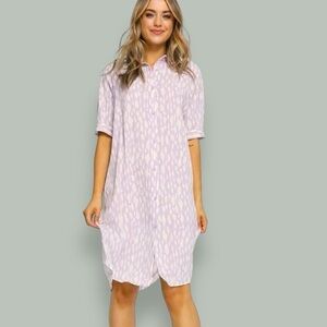 Monki Damira Midi Shirt Dress in Lilac Dot Print, Size XXS (0-2) NWT